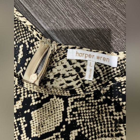 Shorts romper, one piece w/ long sleeves in snakeskin by Harper Wren - Picture 5 of 8